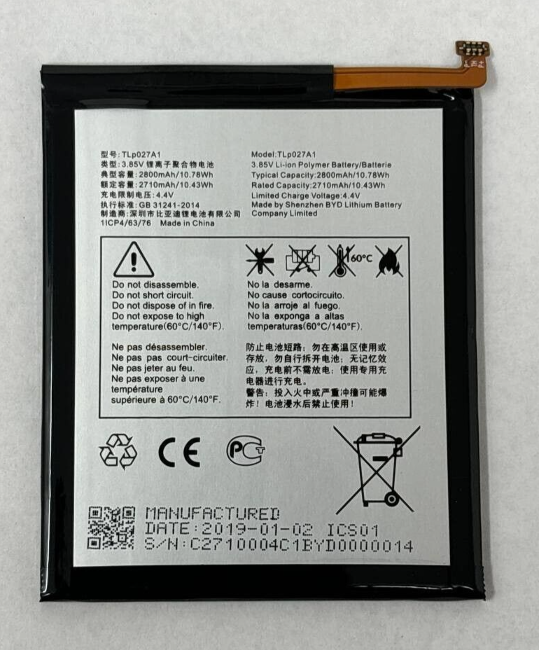 Battery TLP027A1 Replacement 3.85V 2800mAh For Alcatel Idol 5 6058 5085 Original