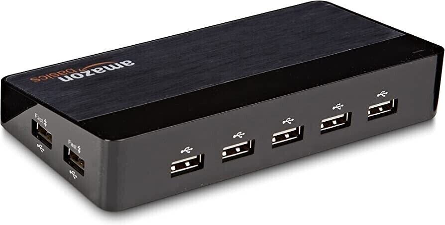 AmazonBasics 10 Port USB Hub Power Adapter Port Expansion Docking Station 5V