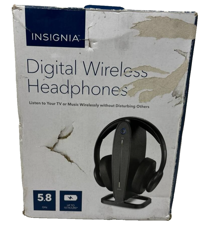 Insignia Digital RF Wireless Over the Ear Headphones TV 5.8 GHz With STAND