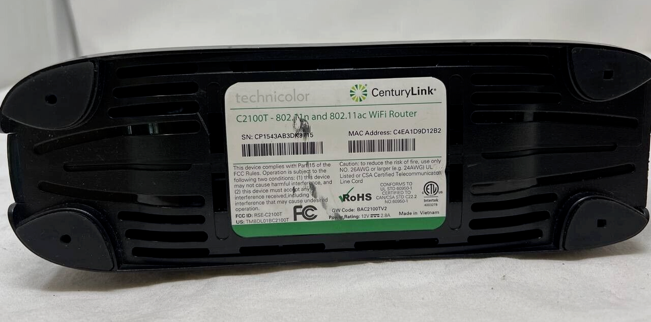 Centurylink C2100T Gigabit Wireless WiFi Modem Router Dual Band DSL Fiber WPS