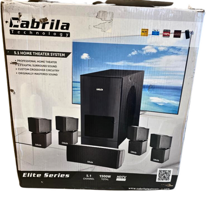 1500W Home Theater Speaker System Cabrila Technology 5.1 Elite Series READ