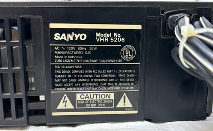 Sanyo VHR-5206 Video Cassette Recorder VCR VHS Player RCA Coaxial TV Antenna