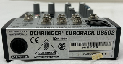 Behringer Eurorack UB502 Ultra Low Noise Design 5 Input 2 Bus Mixer Compact