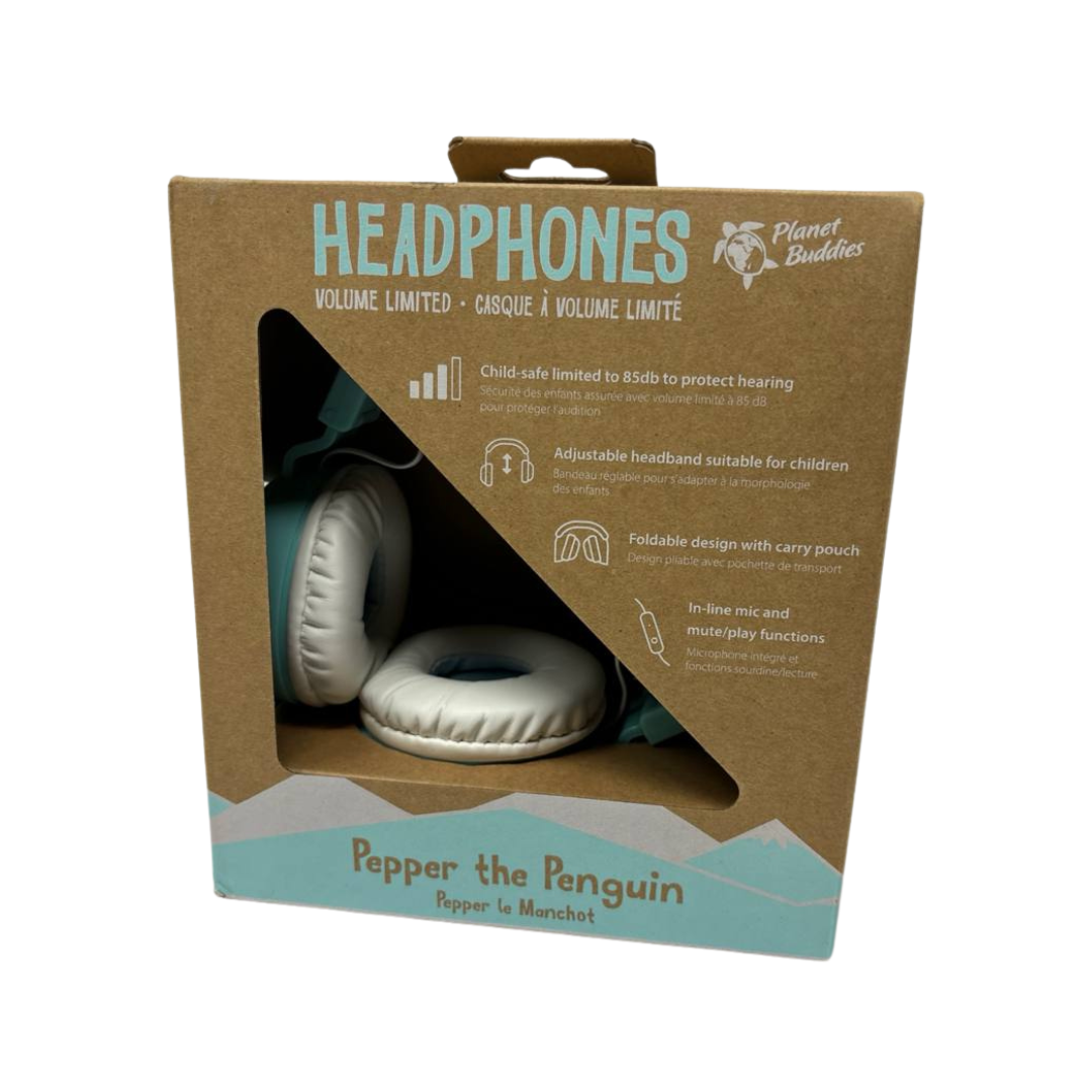 Headphones Kids Volume Limited Wired Pepper the Penguin Headset Travel Fun Gift