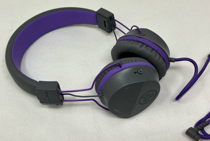 JLab JBuddies Studio On Ear Wired Headphones Kids Volume Control Mic Purple Gray