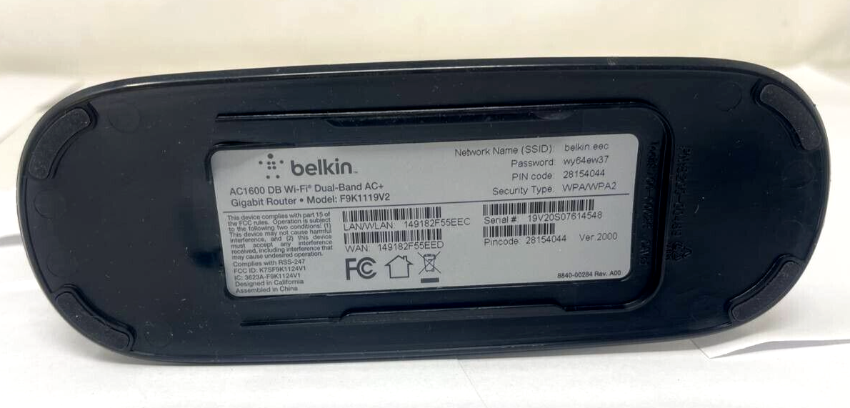 Belkin Wireless Gigabit Router Dual Band 4 Port WiFi Extender AC1600 PC F9K1119V