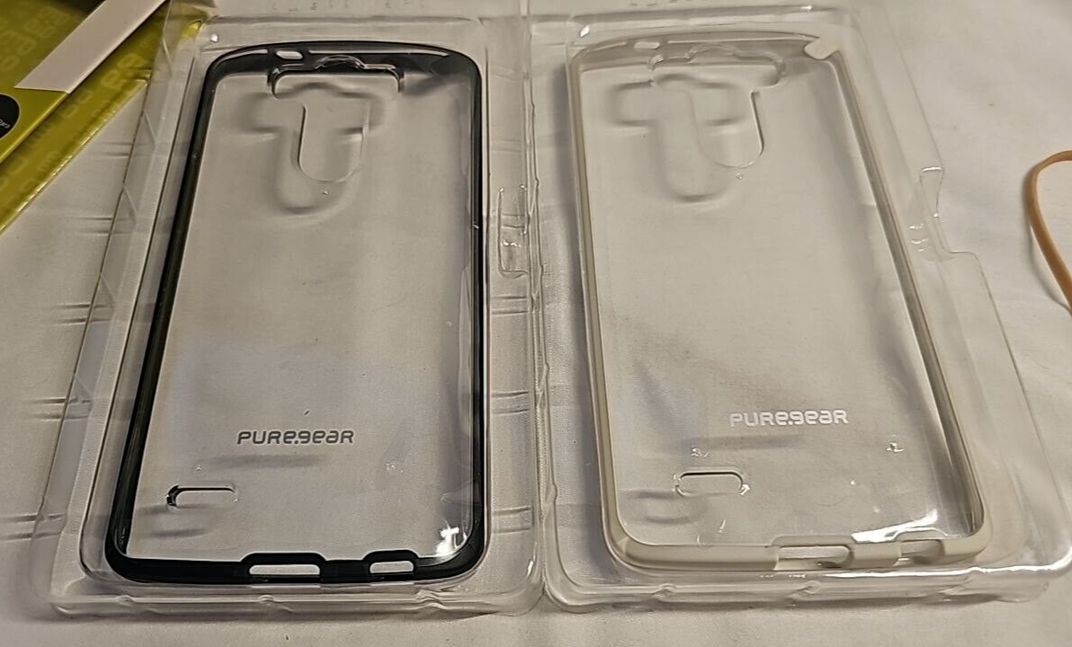 Lot of 2 Puregear Slim Shell Impact Cases for LG G3 Clear Slim Cover Black White