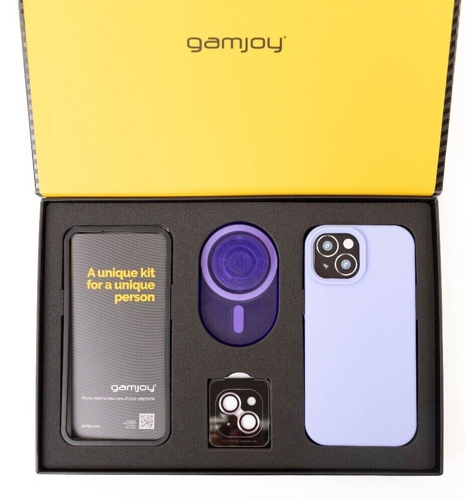 Gamjoy Case Grip Stand Tempered Camera Glass Kit iPhone 15 6.1 inch GIFT BOX