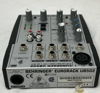 Behringer Eurorack UB502 Ultra Low Noise Design 5 Input 2 Bus Mixer Compact