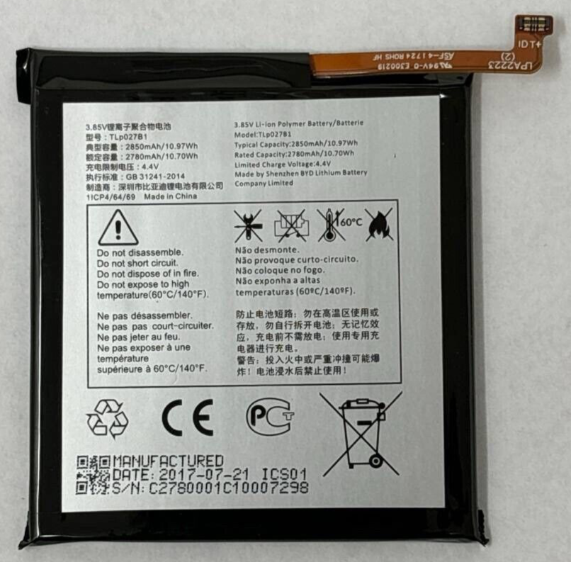 Battery TLp027B1 for Alcatel Idol 5 Cricket 6060C Original Replacement 2850mAh