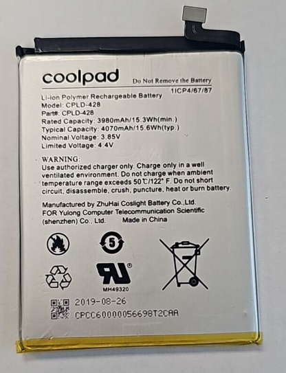 Coolpad CPLD-428 Phone Battery Replacement 4070mAh 4.4V for Legacy CP3705A OEM