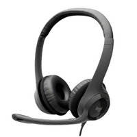 Logitech Wired USB Stereo Headset Over Ear Headphones Microphone NO EARPAD READ