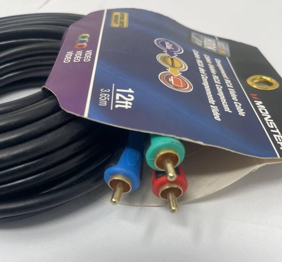 Monster RCA Component Video RGB Cable 12ft  Just Hook It Up High Quality Thick