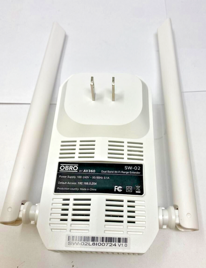 Obro AV360 SW-02 Dual Band Wi-Fi Wifi Range Extender Booster Amplifier 1200Mbps