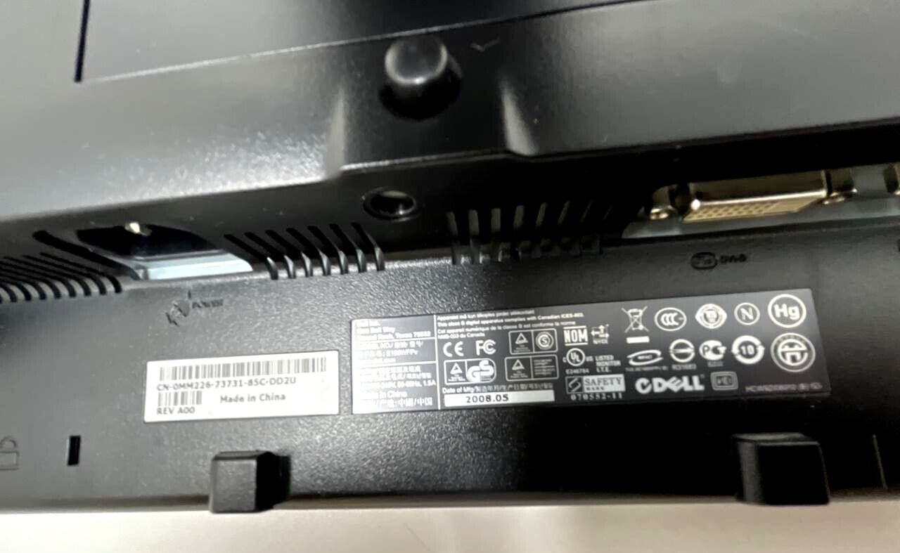 Dell E198WFP Widescreen LCD 19" Computer Monitor PC Display VGA DVI Port Black