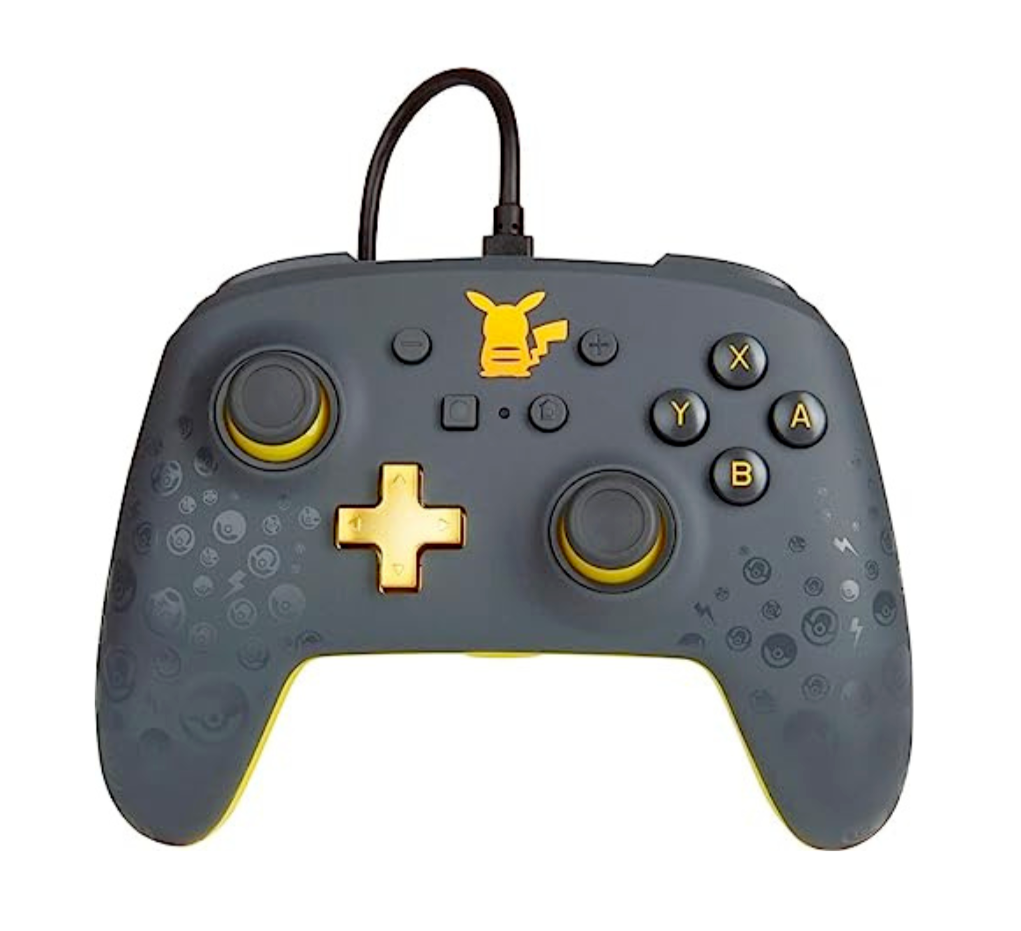 Pokemon Pikachu PowerA Enhanced Wired Controller Joystick Nintendo Switch Gray Y