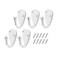 Heavy Duty Single Wall Hook Robe Coat Towel Hanger Bathroom Closet Pack of 5