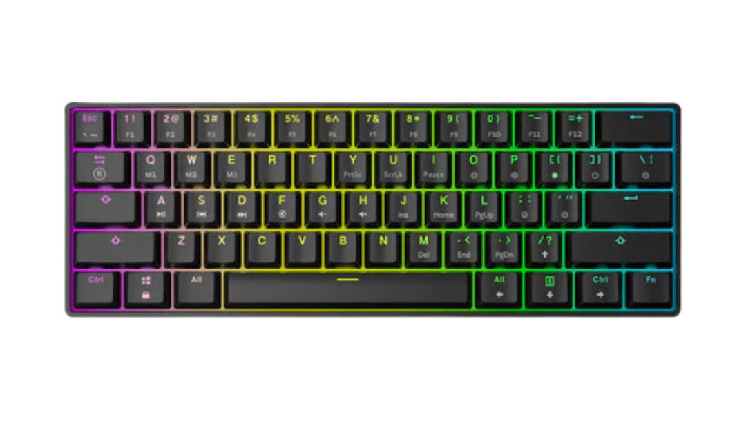 HK Gaming GK61v2 Wired USB C Mechanical Optical Gaming Keyboard RGB Black