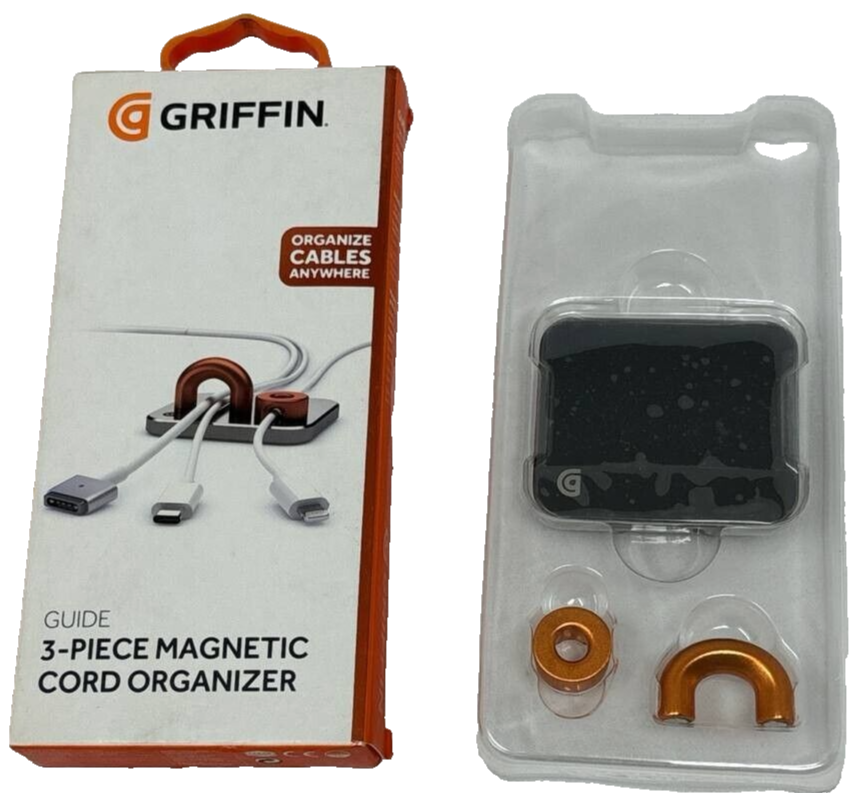 Griffin Guide 3 Piece Magnetic Base Cord Hook Cable Organizer Neat Office Desk