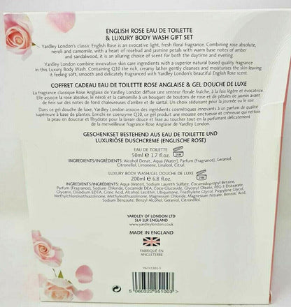 Yardley English Rose Eu the Toilette 1.7Fl oz and Luxury Body Wash 6.8 Gift Set