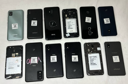 Lot of 12 Alcatel 7 Pop 4 Nokia C100 TCL 30 T-Mobile Revvl 2 Plus Wholesale Used