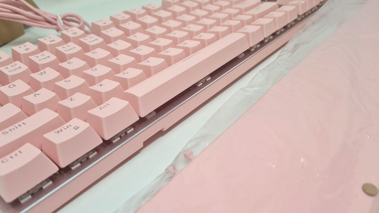 Havit Wired Mechanical Gaming Keyboard & Mouse Set Programmable Pink GIRLY