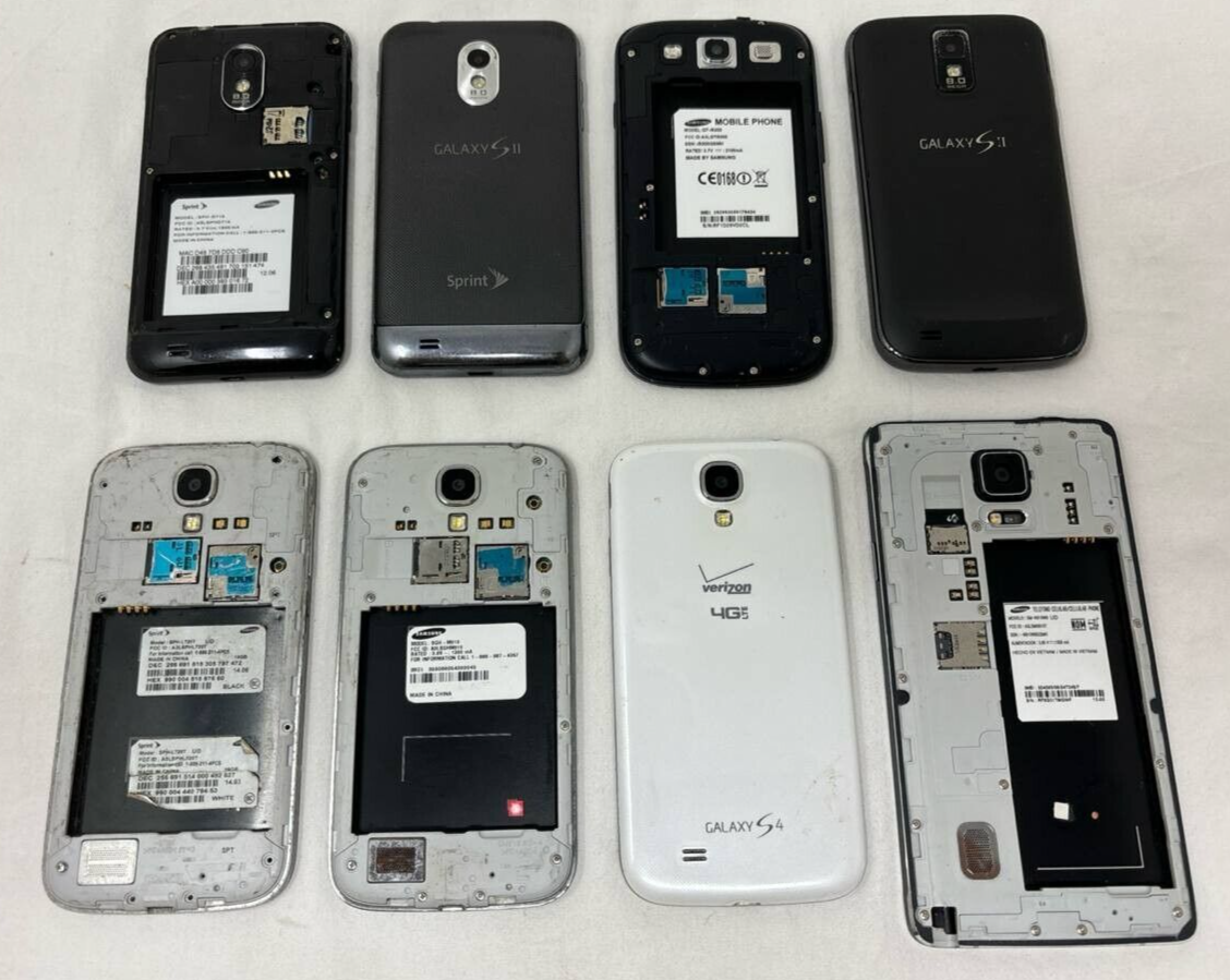 Lot of 8 Phones Samsung Galaxy S2 S3 S4 Note 4 AMOLED 5" Android 13MP UNTESTED