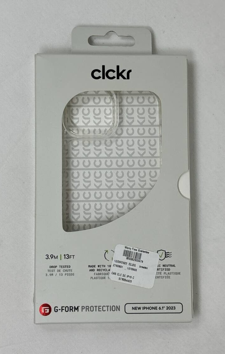 Clckr D-Form Protection Case iPhone 15 2023 Shockproof 6.1" Clear Cover Back