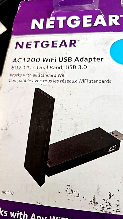 Netgear A6210 USB WiFi Adapter Wired Dual Band for Desktop AC1200 PC Black