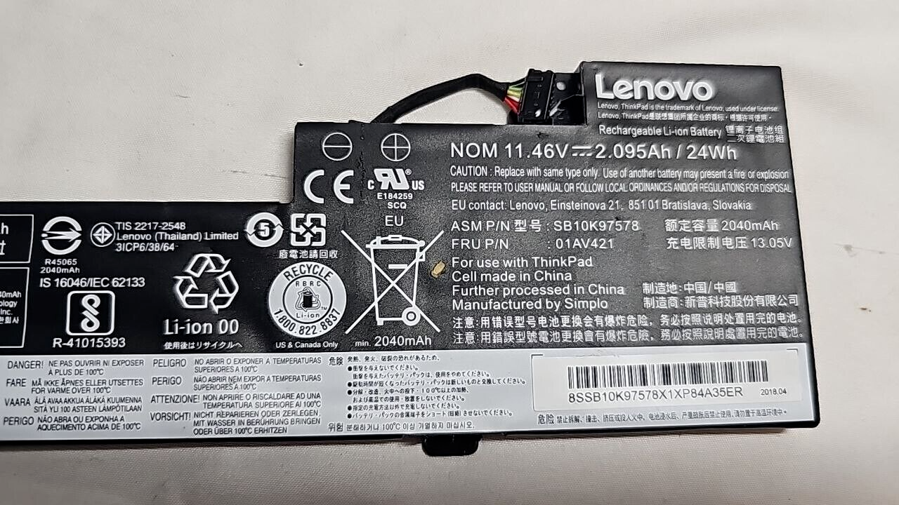 Lenovo Rechargeable Li-Ion Laptop Battery for Lenovo ThinkPad T470 T480 A475