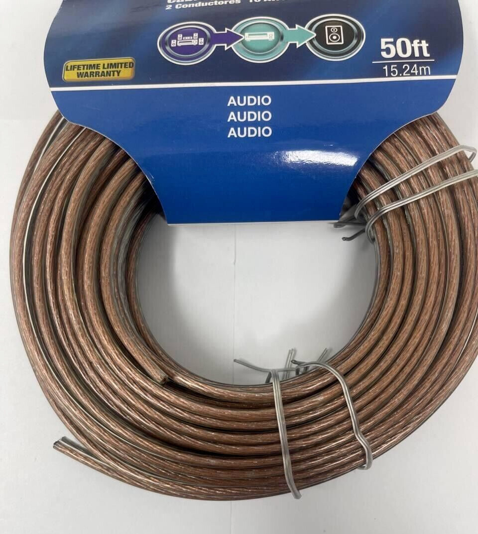 Monster Economy Speaker Wire Roll Cable 2 Conductor Just Hook it Up 50ft LONG