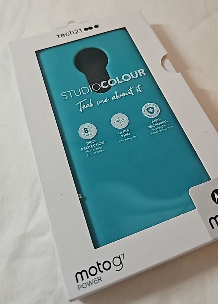 Tech21 Studio Colour Thin Case Motorola Moto G7 Power Teal Light Blue XT1955