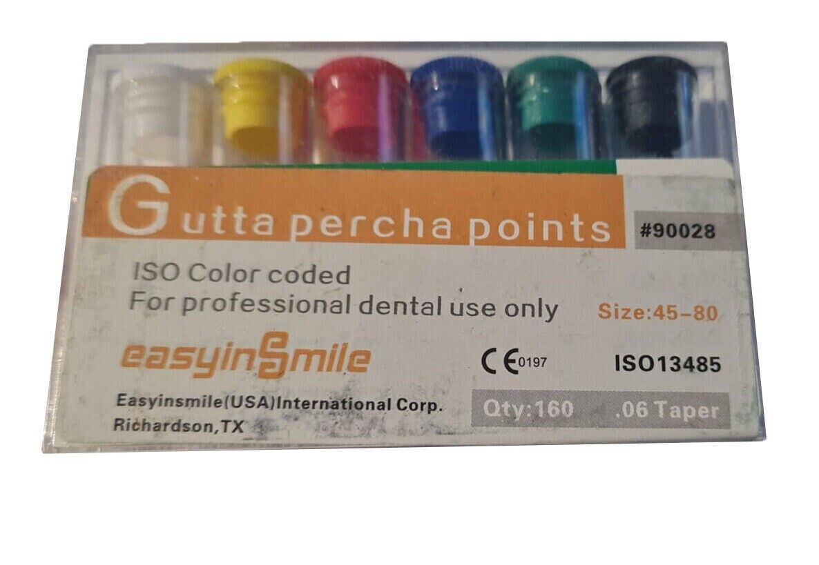 Gutta Percha Points Color Coded .06 Taper 45 to 80 points USA #90028 160 units