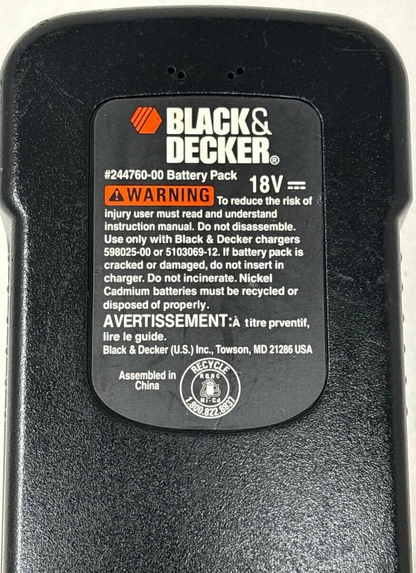 Battery  Replacement Black & Decker 18v 244760-00 1500 mAh For FS180BX FS18BX