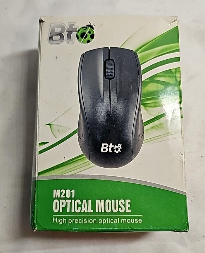 BTO M201 Ergonomic Optical Mouse USB Wired High Precision Black for Gaming Home