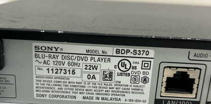 Sony BDP-S370 CD DVD Blu-Ray Player 1080P Dolby Digital HD USB HDMI Streaming