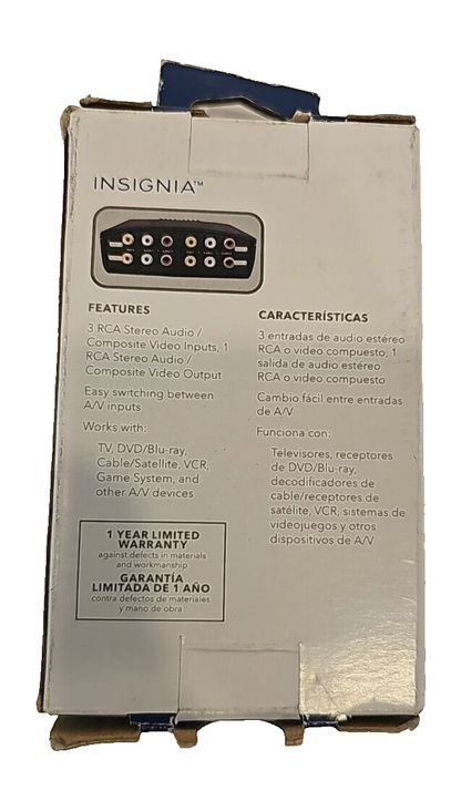 Insignia NS-VS314 AV Audio Video Selector Switch 3 Way Black for PC Laptop Mac