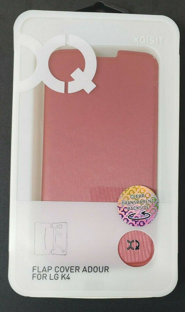 XQISIT Red Coral Flap Beauty Case Folio Book Cover Adour For LG K4 Clear Back