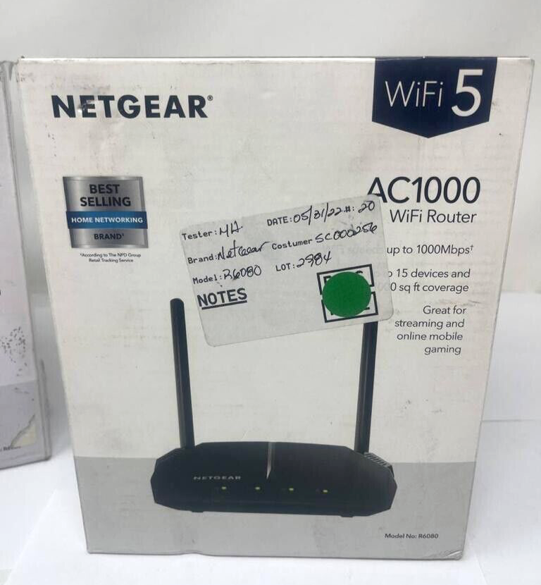 Netgear R6080 Smart WiFi Gigabit Router Dual Band AC1000 NAT Firewall Black Kit