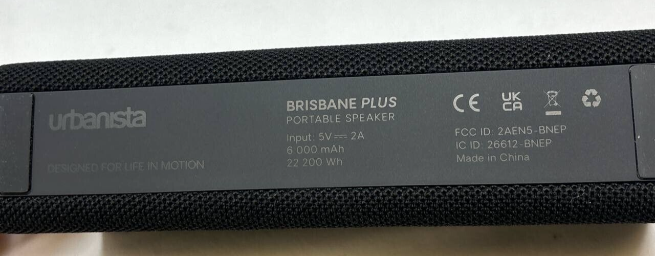 Urbanista Brisbane Plus Wireless Speaker Bluetooth Portable Stereo IPX5 Black