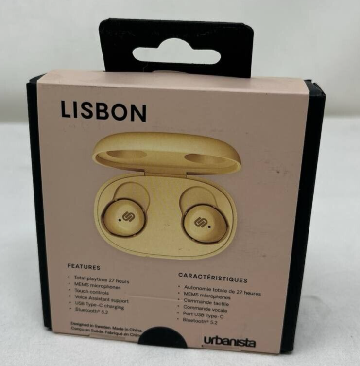 Urbanista Lisbon True Wireless Earbuds Bluetooth Earphones Small In Ear Gold