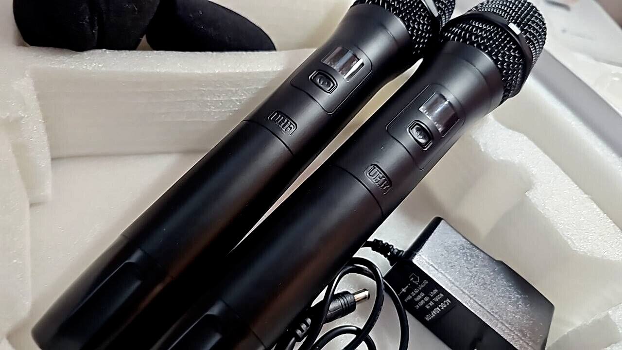 2 Mic Professional Wireless Dual Microphone Cordless Handheld NO RECIEVER READ