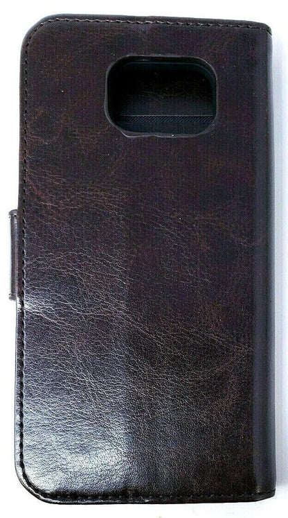 Leather Brown Xqist Wallet Case Eman for Samsung Galaxy S6 Book Folio Cover OEM