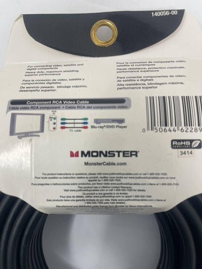 Monster RCA Component Video RGB Cable 12ft  Just Hook It Up High Quality Thick