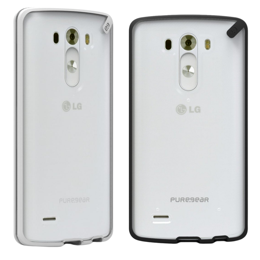 Lot of 2 Puregear Slim Shell Impact Cases for LG G3 Clear Slim Cover Black White