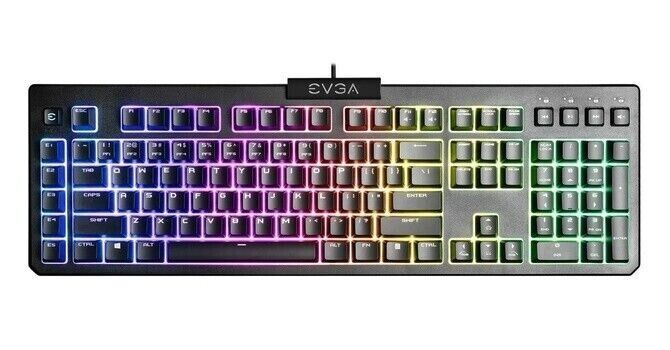 EVGA Z12 Wired Gaming Full Size Keyboard RGB Backlit LED Dedicated Media Keys