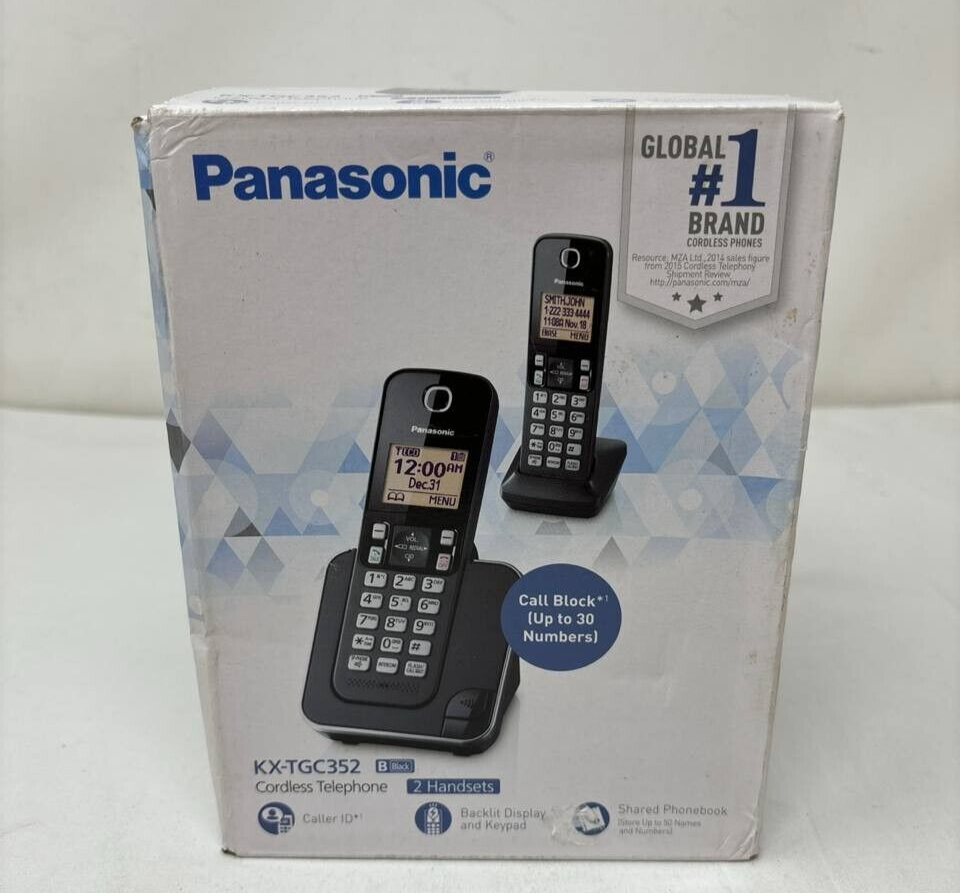 Panasonic KX-TGC350 Cordless Phone System 2 Handsets Base Chargers Battery READ