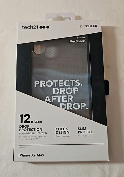 Tech21 Evo Check Slim Case for Apple iPhone XS Max Cover Smoky Clear Black