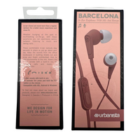 Urbanista Barcelona Wired Earbuds Stereo HandsFree Earphones 3.5mm Rose Gold