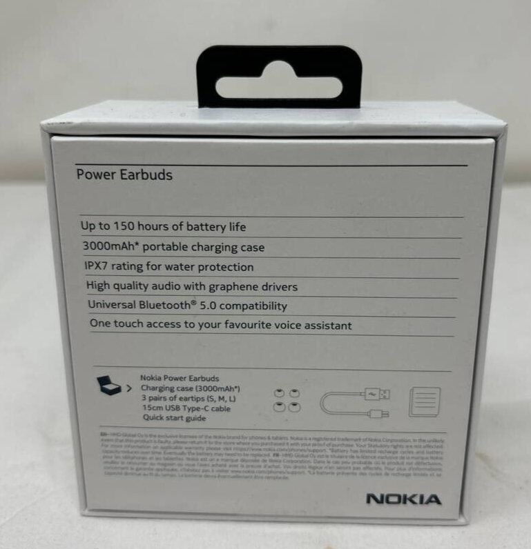 Nokia Power Earbuds In Ear Headphones True Wireless with Charging Case 150 Hours